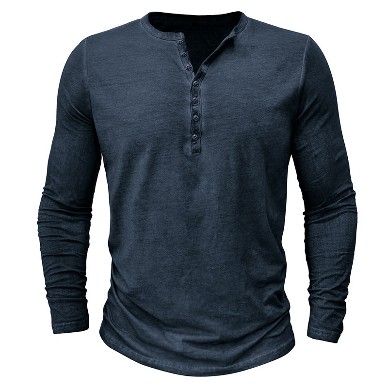 Herren Langarmshirt Modern Knopfleiste Eleganz