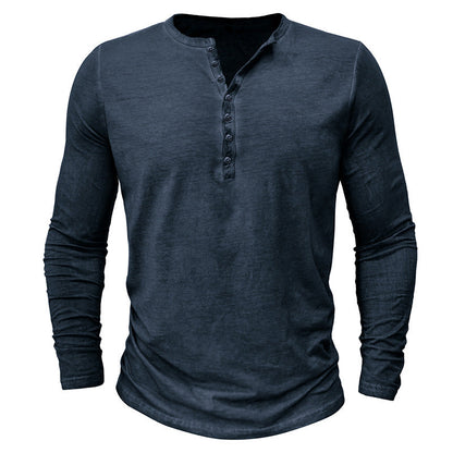 Herren Langarmshirt Modern Knopfleiste Eleganz