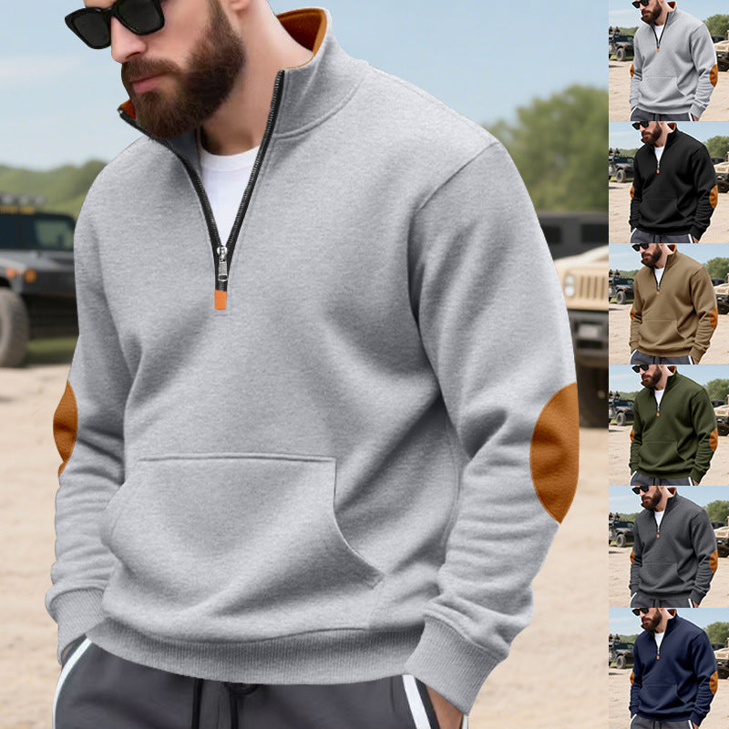 Herren Pullover Hochabschließend Kapuze Reißverschluss Funktion