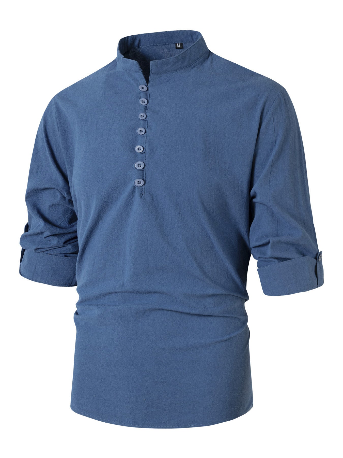 Herren Hemd mit Stehkragen Elegant Knöpfe Modern Style