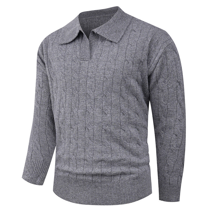 Herren Strickpullover Modern Zopfmuster Polokragen - BerlinGlamour
