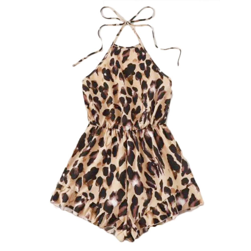 Ärmelloser Damen Jumpsuit Tiermuster Mit Trägern - BerlinGlamour