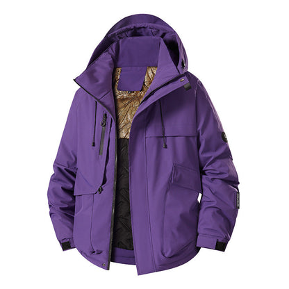 Herren Wetterjacke Multifunktionsjacke mit Fleece und verstellbarer Kapuze