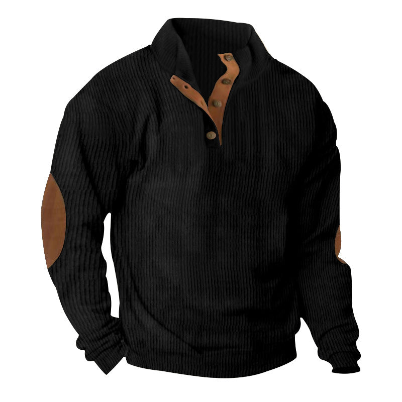 Herren Pullover Strukturiert Lederapplikationen Modern