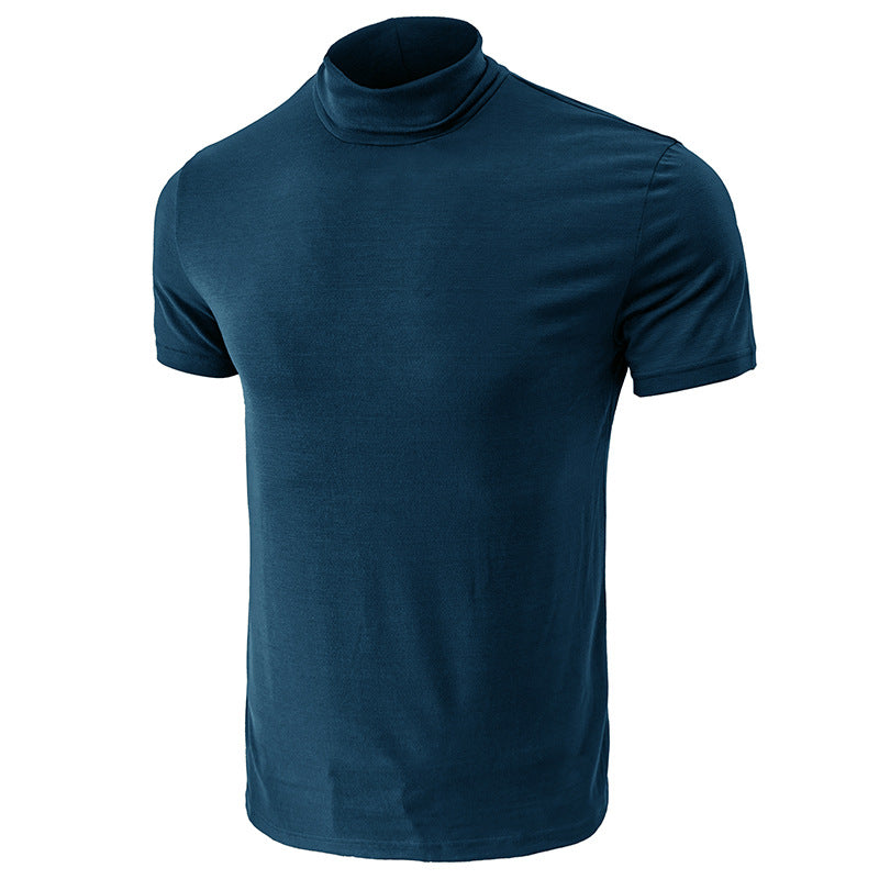 Herren T-Shirt Kurzarm Elastisch Hochkragen Modern