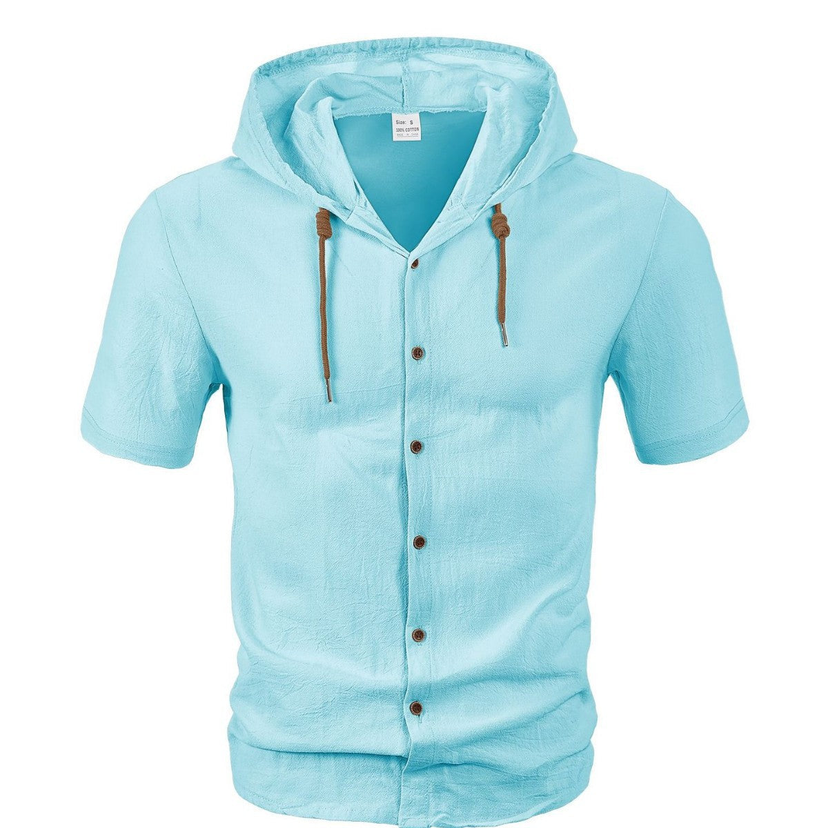 Herren Kapuzenshirt Lässig Leicht Mit Knopfleiste