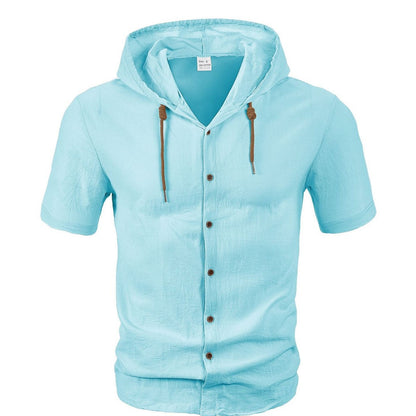 Herren Kapuzenshirt Lässig Leicht Mit Knopfleiste