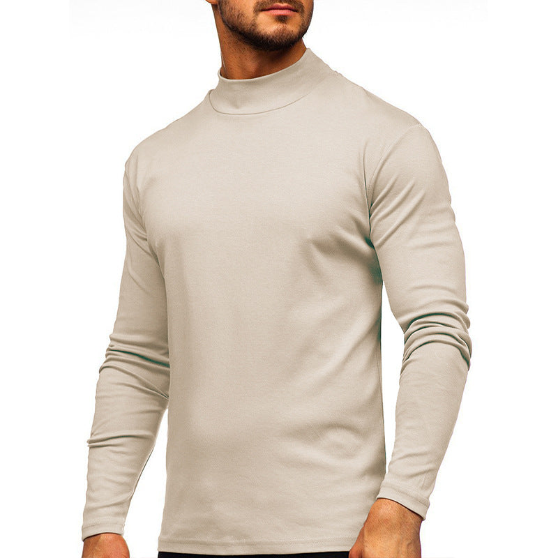 Herren Langarmshirt Rollkragen atmungsaktiv Baumwolle