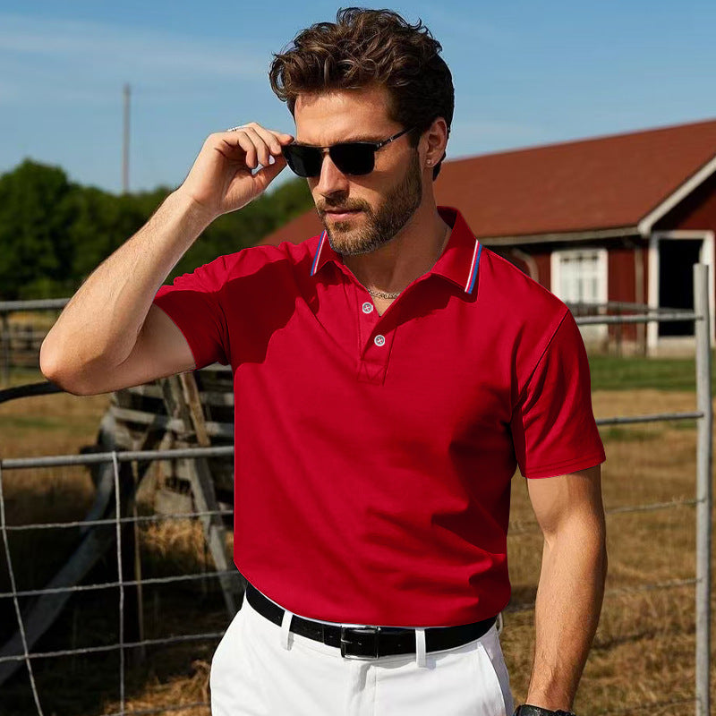 Herren Polo-Shirt atmungsaktiv mit Kontrastkragen Modern