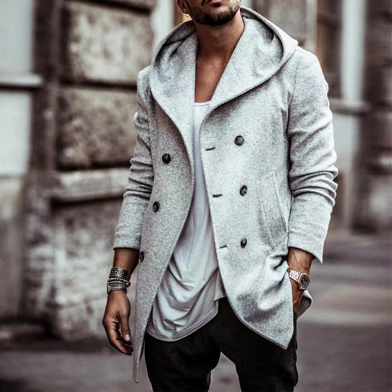 Herren Parka Jacke mit Kapuze und Stehkragen Sportlich Modern