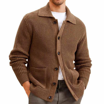 Herren Strickjacke Großrippig Mit Taschen Winter