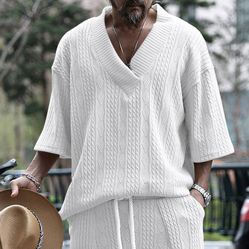 Lässiges Strickshirt Herren V-Ausschnitt Modern
