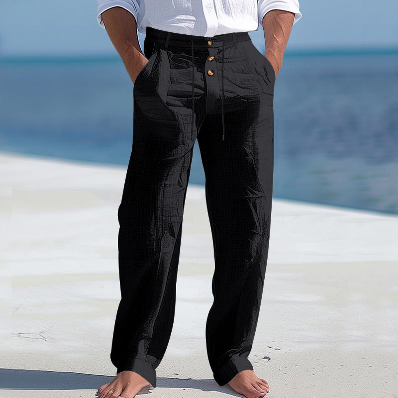 Herren Strandhose Bequem mit Verstellbund und Taschen