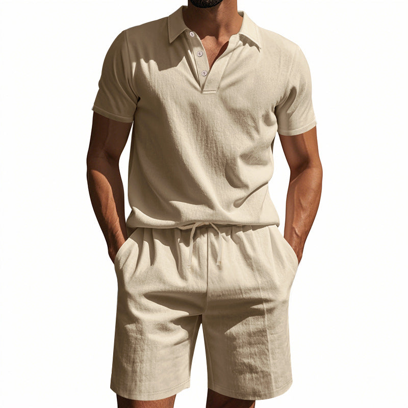 Herren Poloshirt Shorts Set Leger Sommer