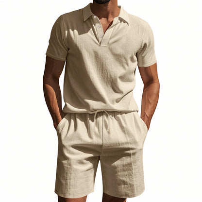 Herren Poloshirt Shorts Set Leger Sommer