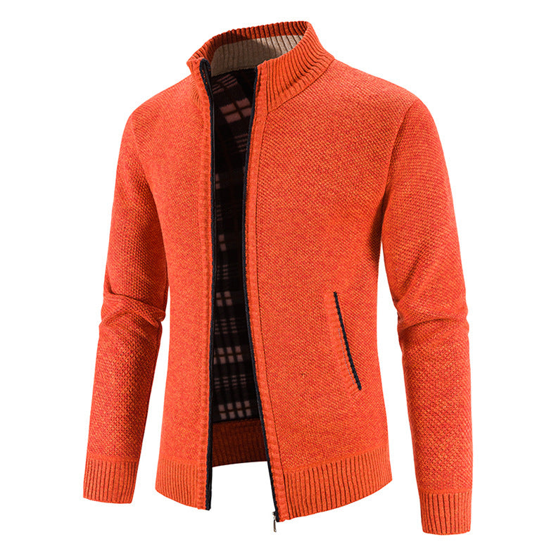 Herren Strickjacke Modern Stehkragen Noppen Optik