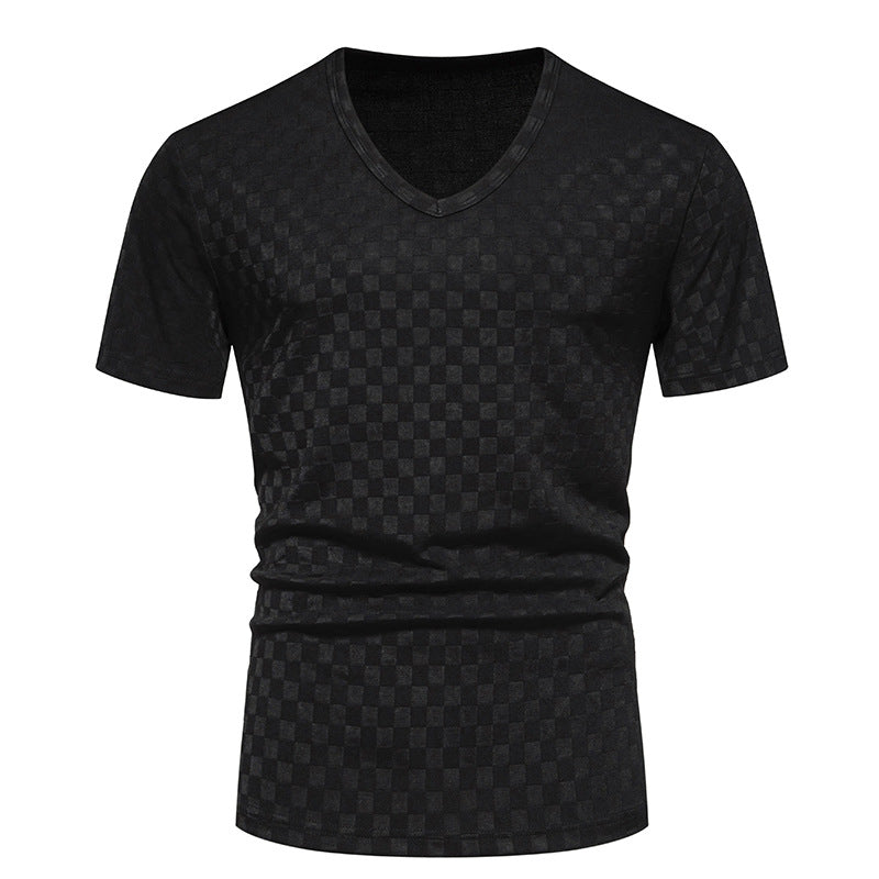 Herren Shirt V-Ausschnitt Strukturiert Modern