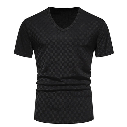 Herren Shirt V-Ausschnitt Strukturiert Modern
