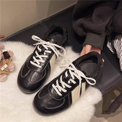 Damen Sneaker Sportlich Leder Schwarz Komfort