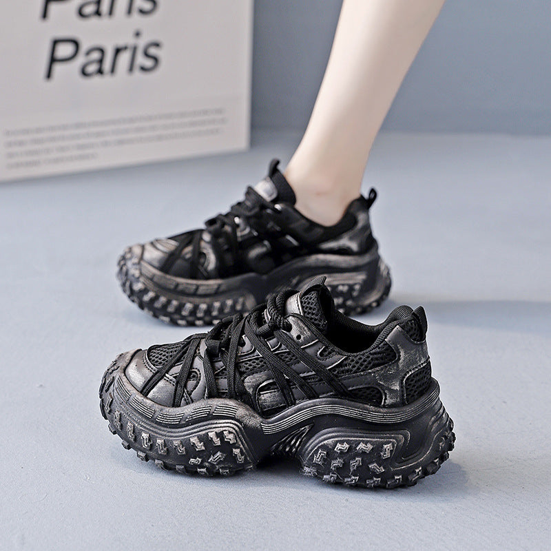 Damen Sneaker Chunky atmungsaktiv rutschfest Schwarz
