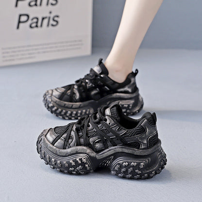 Damen Sneaker Chunky atmungsaktiv rutschfest Schwarz