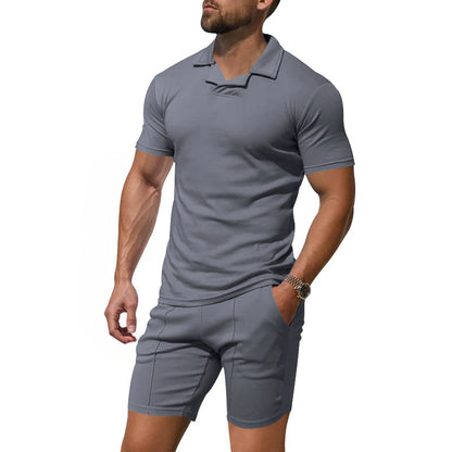 Herren Sportset Polohemd Shorts Freizeitbekleidung