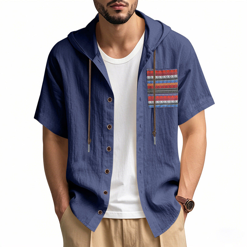 Herren Hoodie Hemd mit Knöpfen Bunt Berlin Streetwear