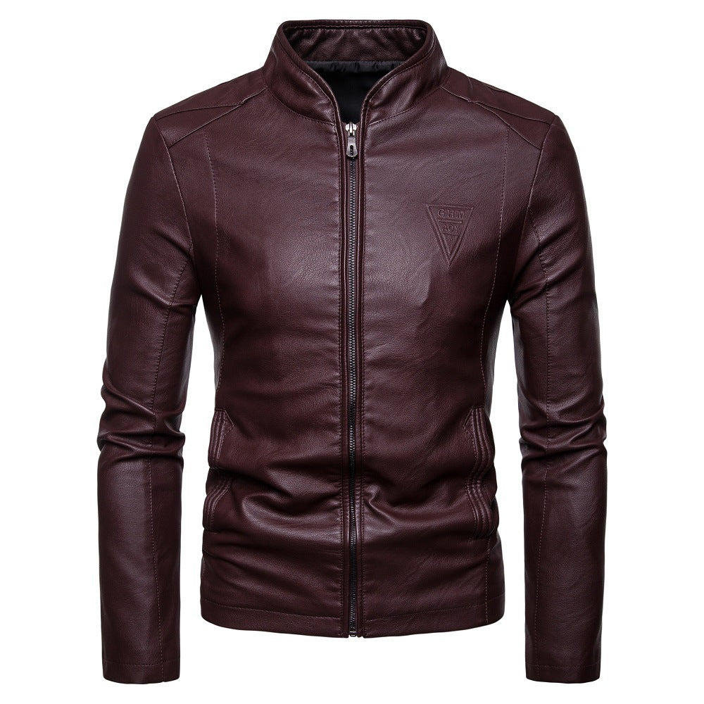 Lederjacke Herren Modern Slim Cut Schwarz
