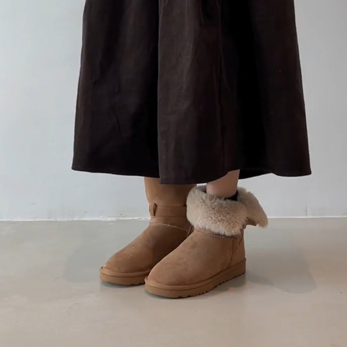 Damen Winterstiefel Warm mit weichem Kunstfellkragen und robuster Sohle