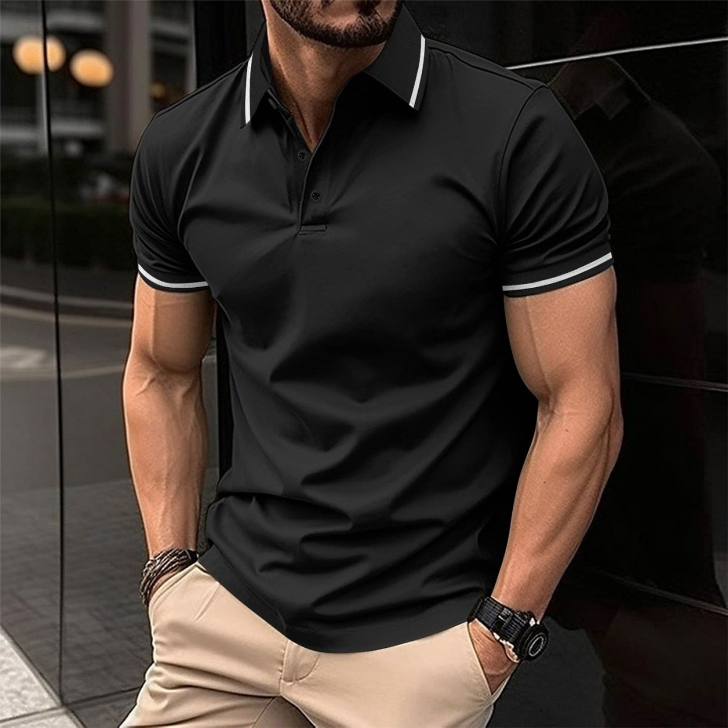 Herren Polohemd Kurzarm Sportlich Modern