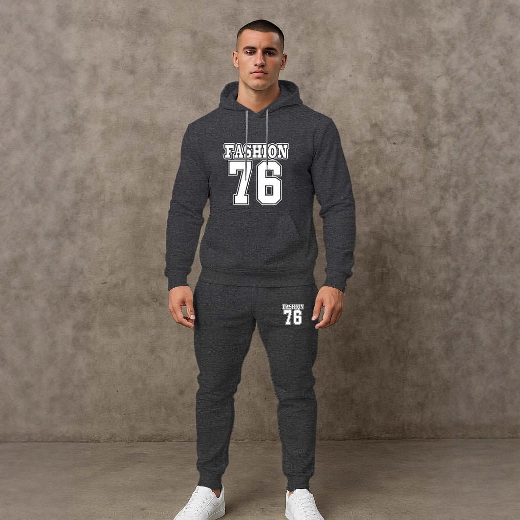 Herren Sport Set Hoodie Jogginghose Bequem Grau