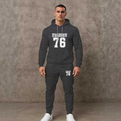 Herren Sport Set Hoodie Jogginghose Bequem Grau