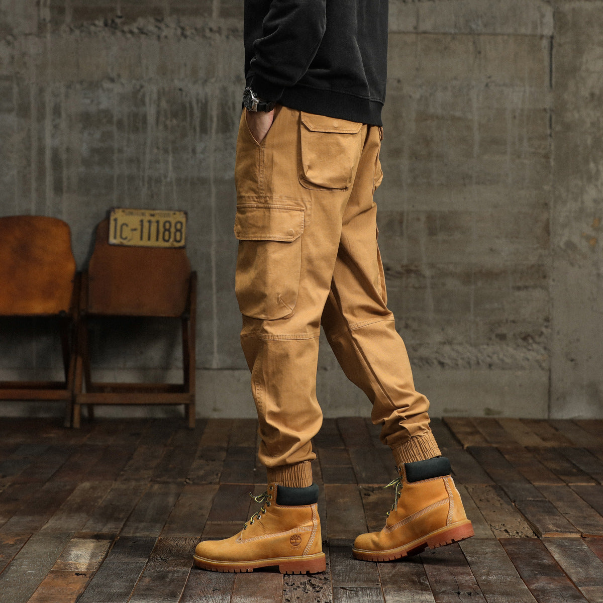 Herren Cargo-Hose Funktions-Taschen Elastischer Bund