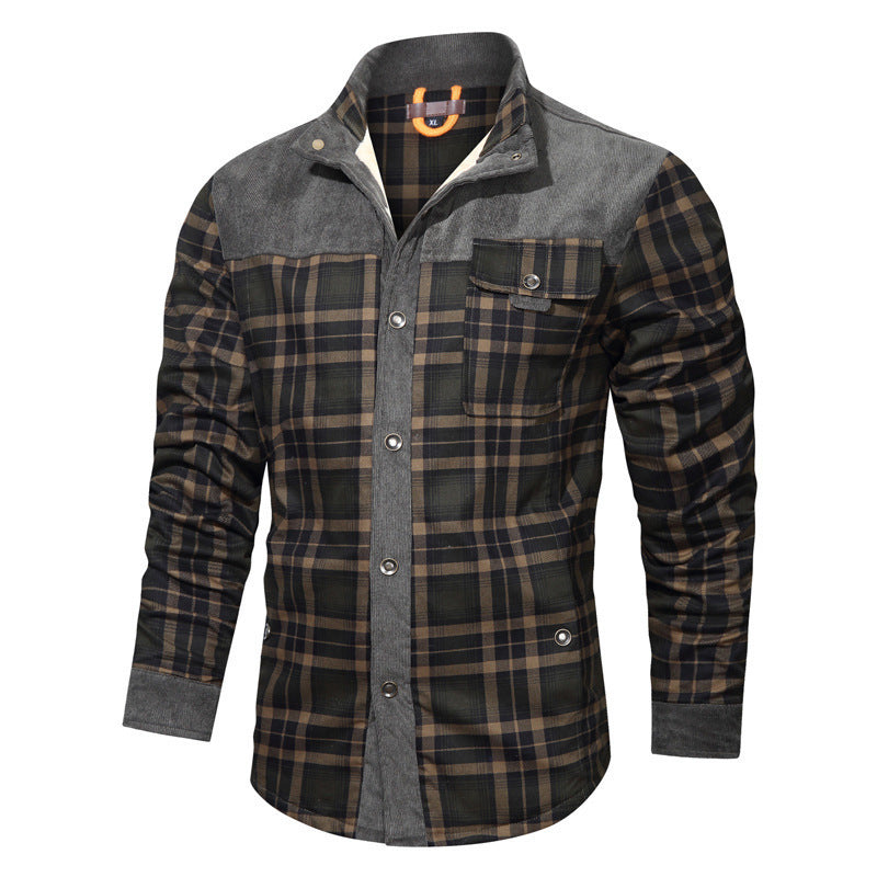Herren Flanellhemd Warm mit Druckdetails Elegant