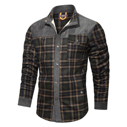 Herren Flanellhemd Warm mit Druckdetails Elegant
