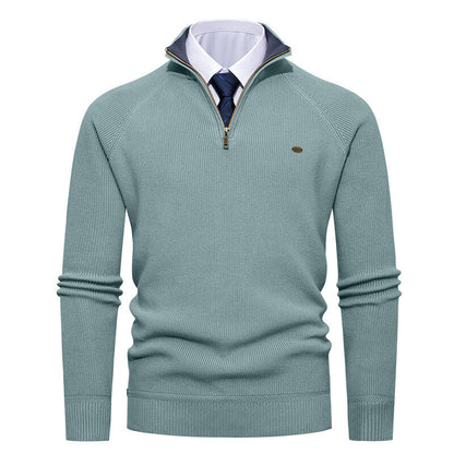 Herren Strickpullover Eleganter Stehkragen Reißverschluss Modern