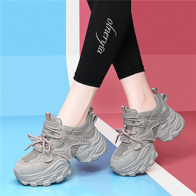 Damen Sneaker Sportlich Chunky Weiche Laufsohlen