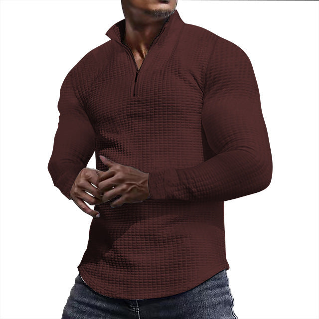 Herren Funktionsshirt Hochkragen Strukturiert Sportlich