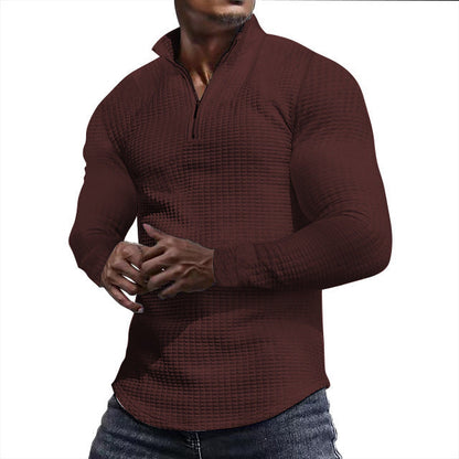 Herren Funktionsshirt Hochkragen Strukturiert Sportlich