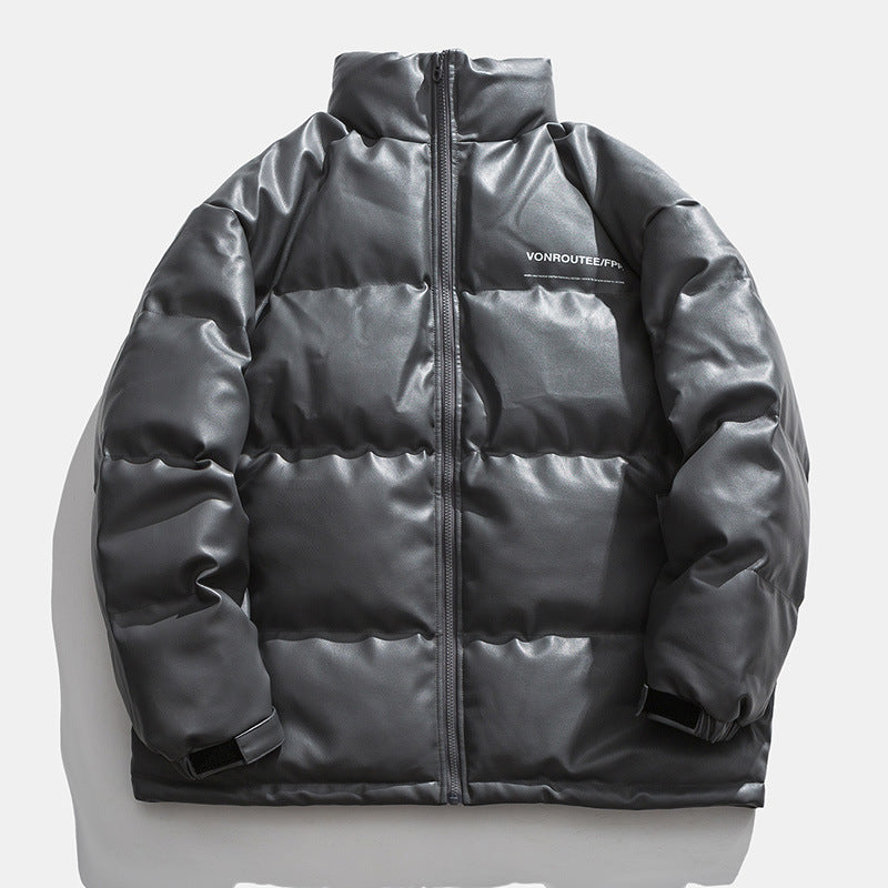 Herren Steppjacke Elegant Modern Leder Optik