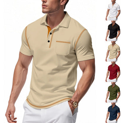 Herren Polo-Shirt Modern Kontrastkragen Slim Fit