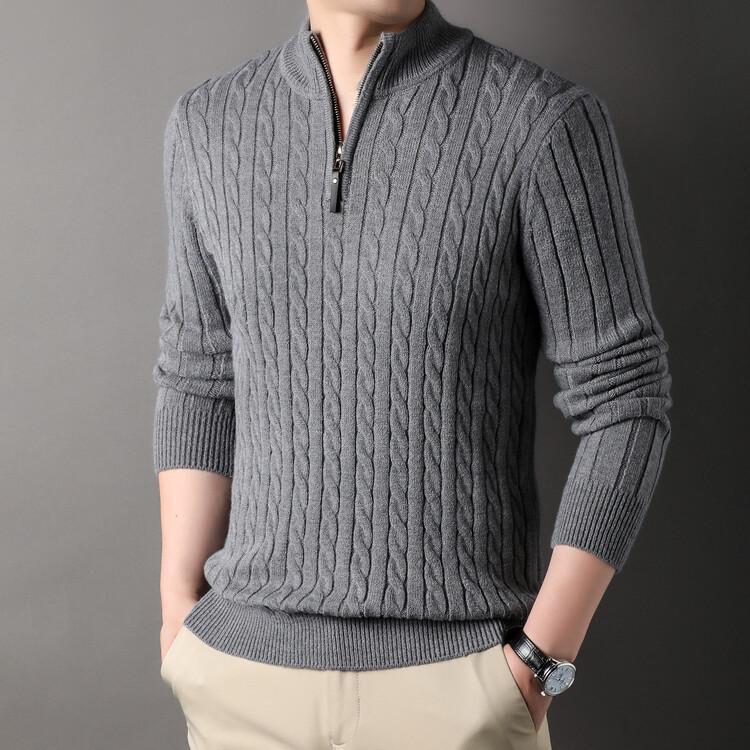 Herren Strickpullover Kabelmuster Elegant Langarm