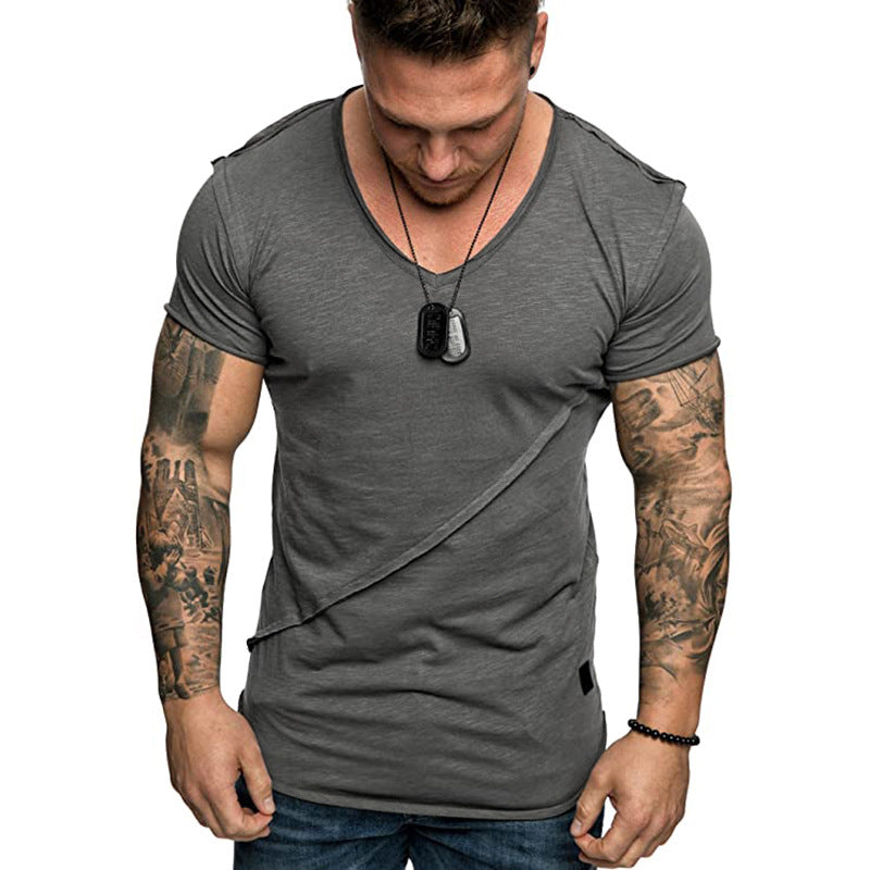 Herren T-Shirt V-Ausschnitt Hochwertig Strukturiert