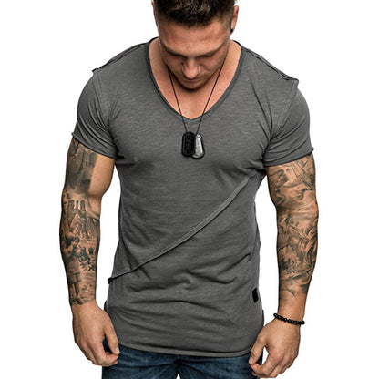 Herren T-Shirt V-Ausschnitt Hochwertig Strukturiert