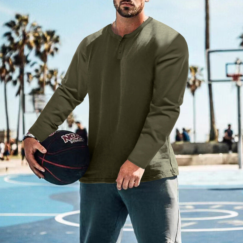 Herren Henley-Shirt Langarm Strukturiert Knopfdetails Modern