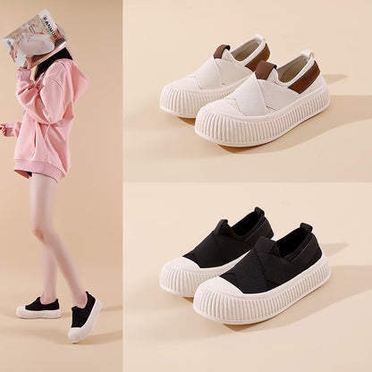 Damen Sneaker Slip-On Elastisch Rutschfest Schwarz Modisch - BerlinGlamour
