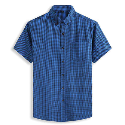 Herren Hemd Kurzarm Kariert mit Brusttasche Modern