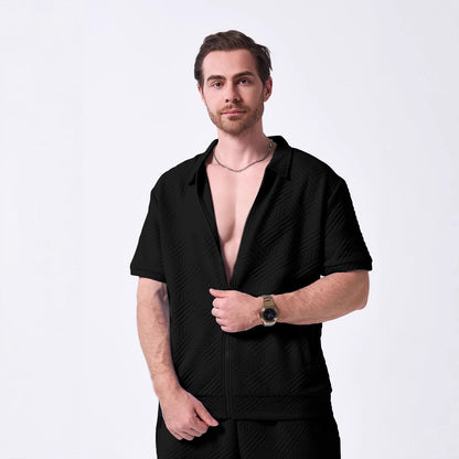 Herren Kurzarmshirt Modisch Strukturiert Berlin Style