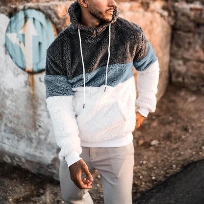 Herren Fleece Hoodie Modern Farbblock Design Kuschelig