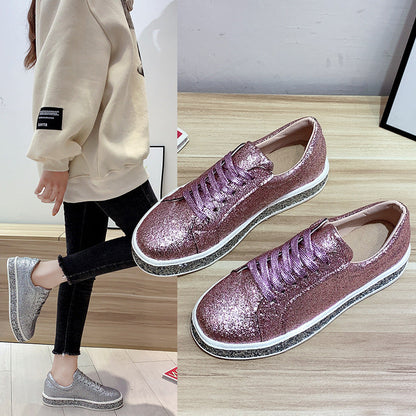 Damen Sneaker Glitzer Plateau Schuhe Komfortabel
